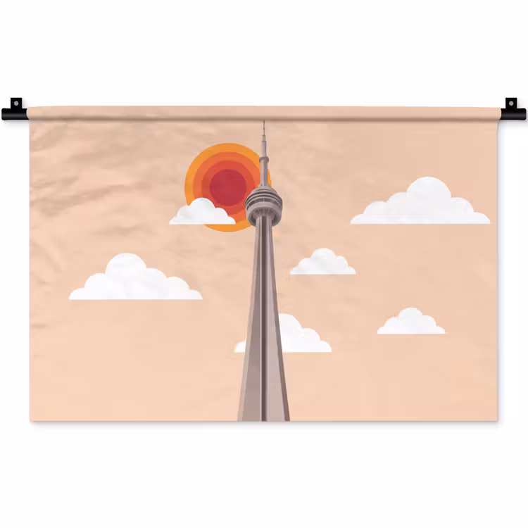 Stad - Gebouw - Architectuur - Retro - Oranje Wandkleed katoen klein -zz3d