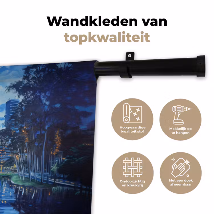Stad Kuala Lumpur - Skyline - Wolkenkrabbers - Water Wandkleed katoen klein -sfeer2