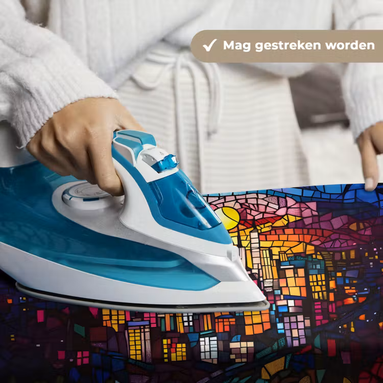 Stad - Maan - Mozaïek - Kleurrijk Wandkleed katoen klein -sfeer9