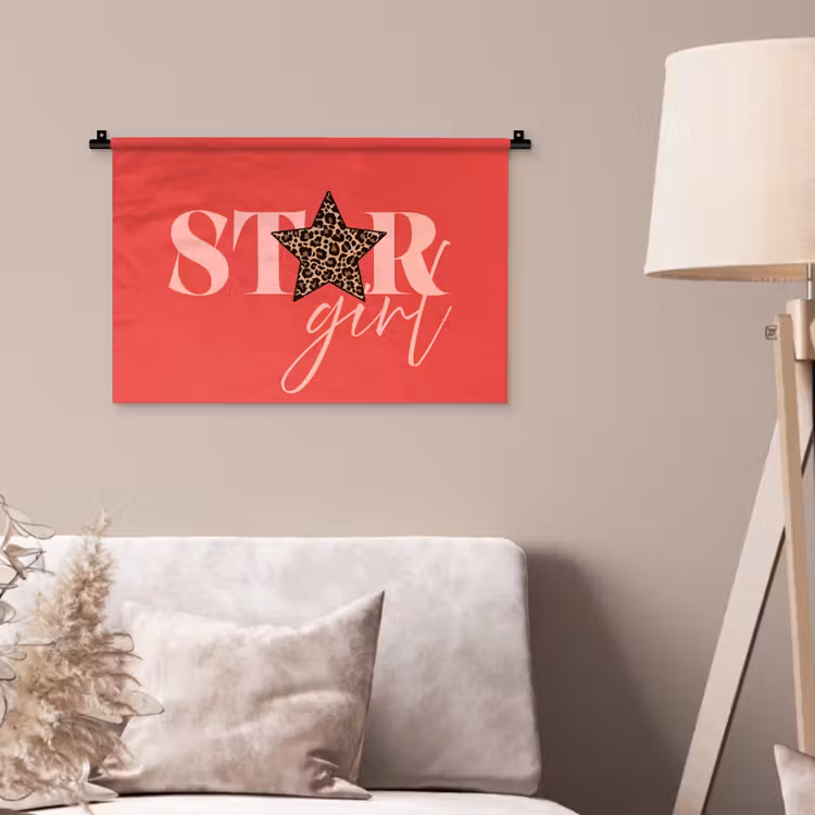 Star girl - Rood - Panter - Ster Wandkleed katoen klein -sfeer4
