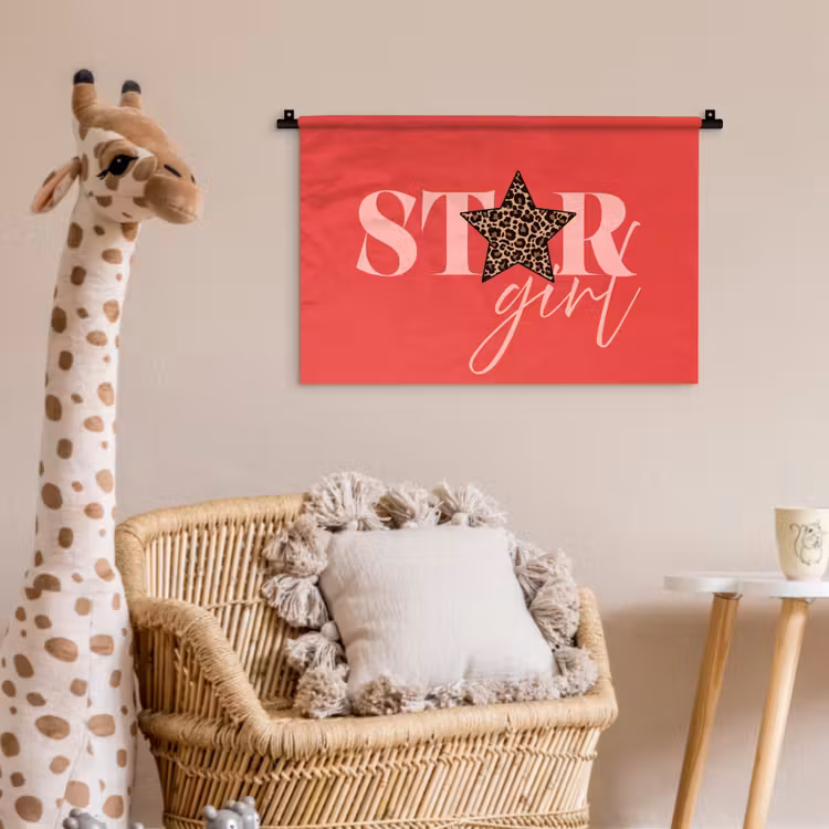 Star girl - Rood - Panter - Ster Wandkleed katoen klein -wsfeer5_kind