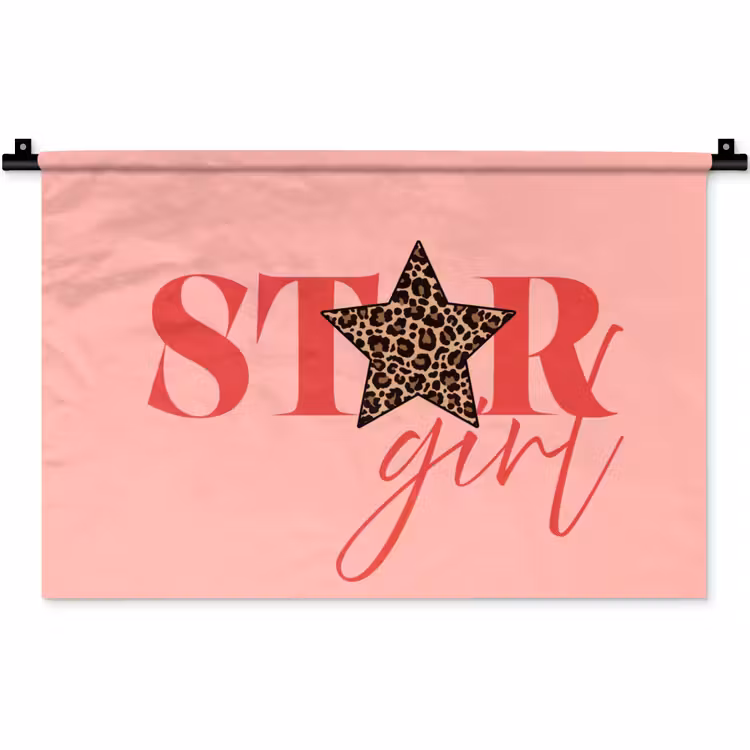 Star girl - Roze - Panter - Ster Wandkleed katoen klein -zz3d