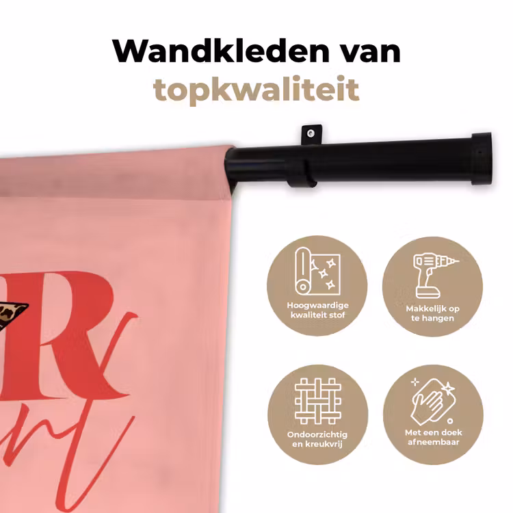 Star girl - Roze - Panter - Ster Wandkleed katoen klein -sfeer2