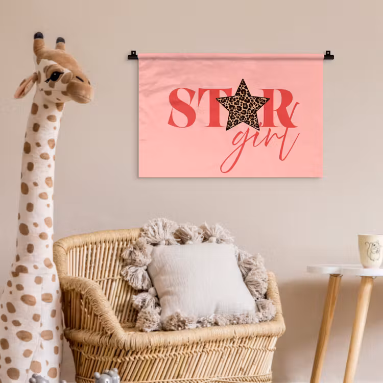 Star girl - Roze - Panter - Ster Wandkleed katoen klein -wsfeer5_kind
