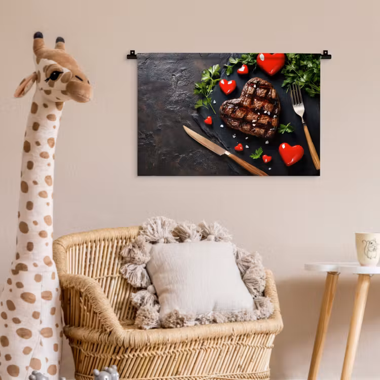 Steak - Hart - Bestek Wandkleed katoen klein -wsfeer5_kind