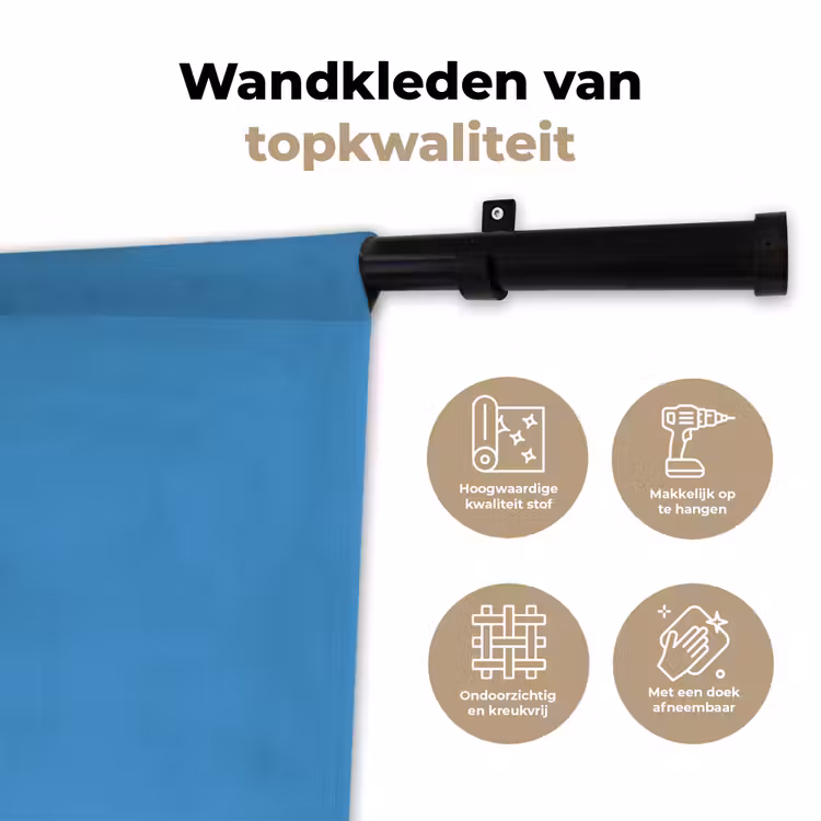 Steel - Blue - Blauw Wandkleed katoen klein 269 -sfeer2