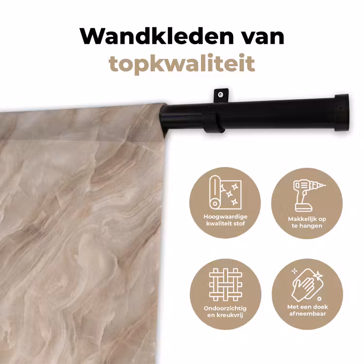 Steen - Golvend - Abstract - Beige Wandkleed katoen klein -sfeer2