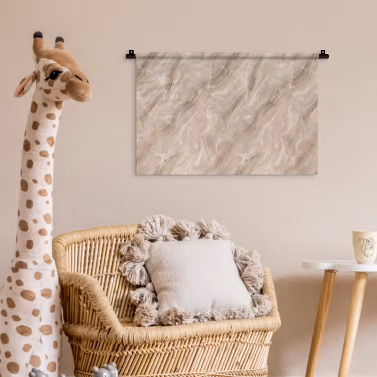 Steen - Golvend - Abstract - Beige Wandkleed katoen klein -wsfeer5_kind