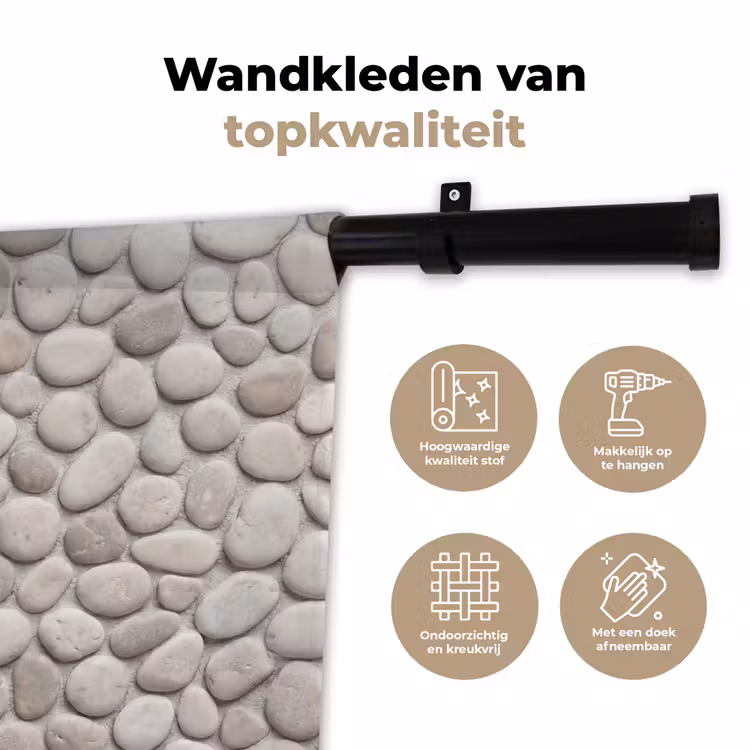 Steen - Kiezel - Natuur - Minimalistisch - Beige Wandkleed katoen klein -sfeer2