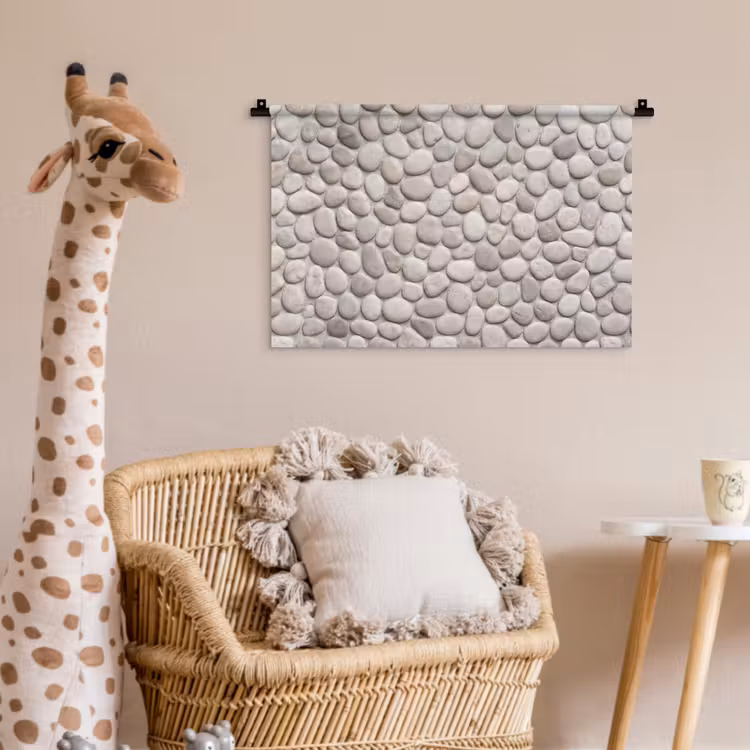 Steen - Kiezel - Natuur - Minimalistisch - Beige Wandkleed katoen klein -wsfeer5_kind