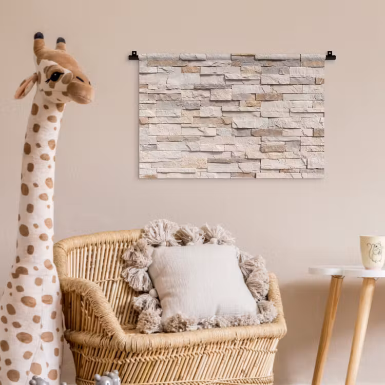 Steen - Muur - Textuur - Rustiek - Beige Wandkleed katoen klein -wsfeer5_kind