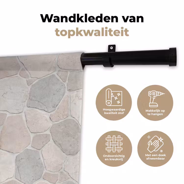 Steen - Patroon - Textuur - Beige Wandkleed katoen klein -sfeer2