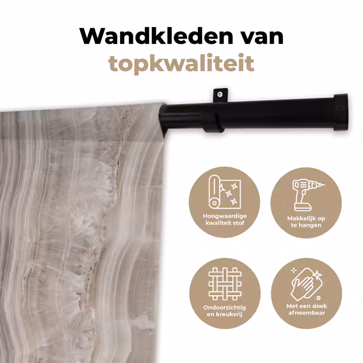 Steen - Textuur - Abstract - Beige - Wit Wandkleed katoen klein -sfeer2