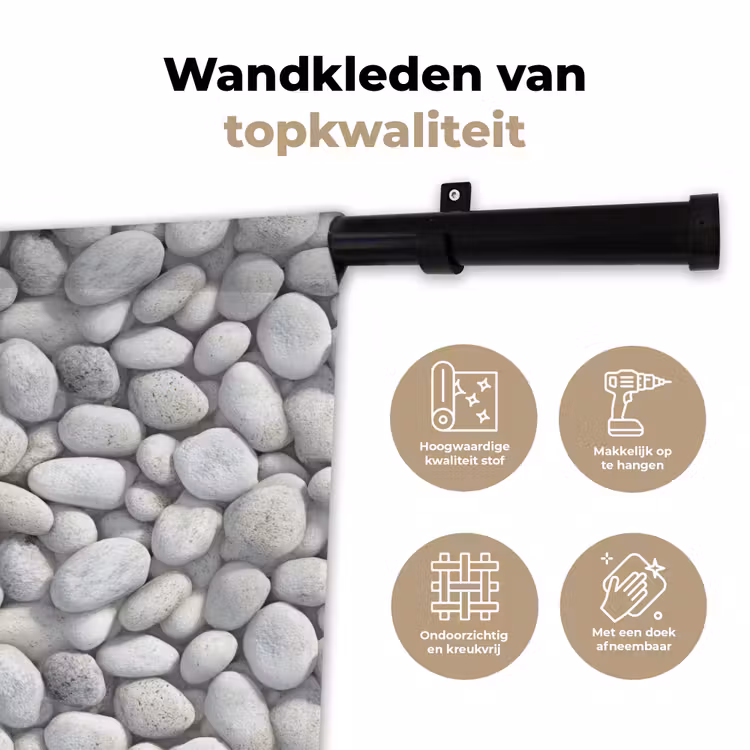 Steentjes - Grijs - Ovaal Wandkleed katoen klein 269 -sfeer2