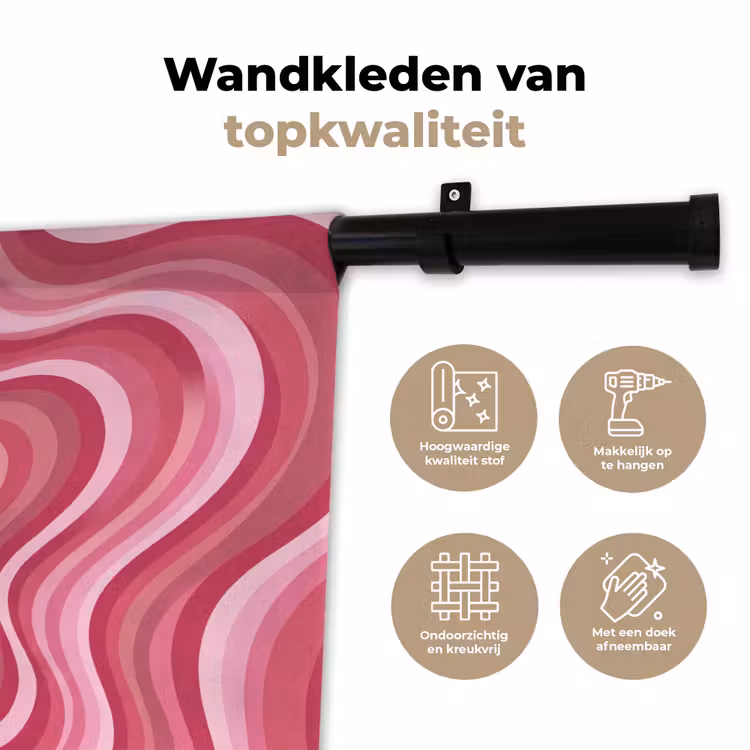 Ster - Golvend - Abstract - Roze Wandkleed katoen klein -sfeer2