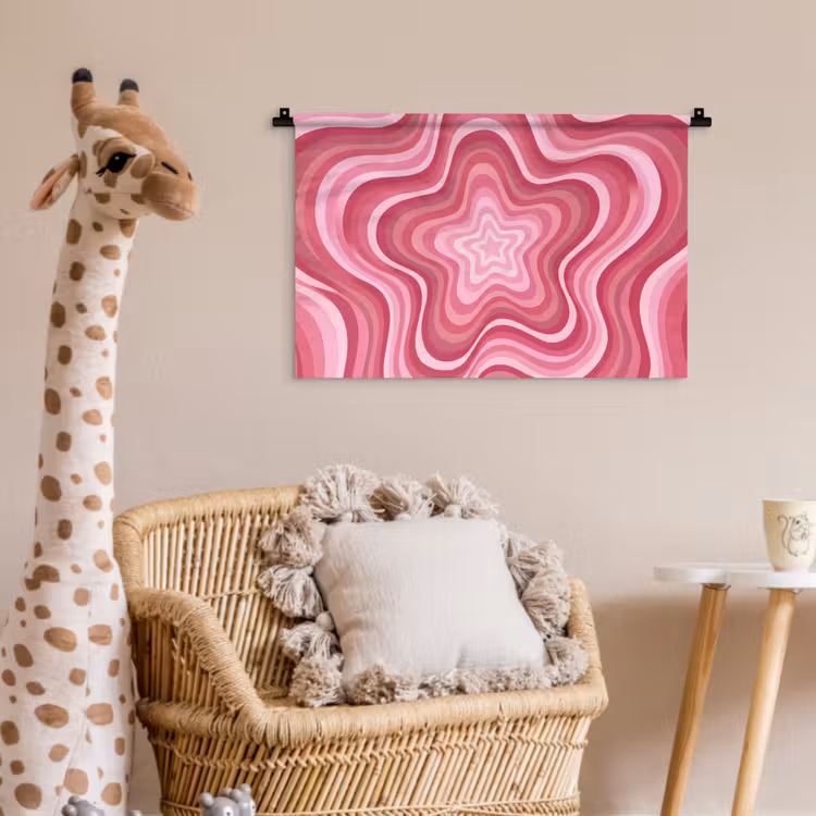 Ster - Golvend - Abstract - Roze Wandkleed katoen klein -wsfeer5_kind