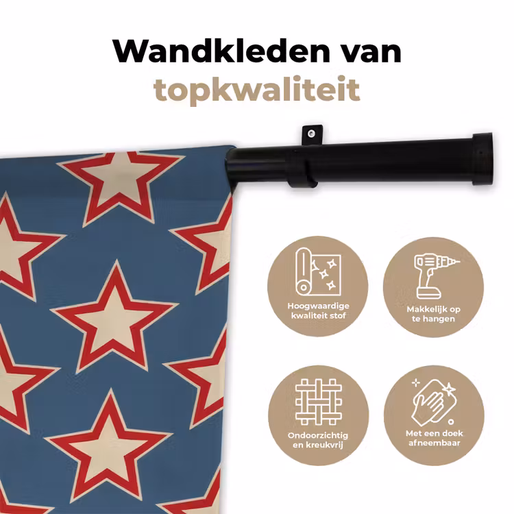 Ster - Klassiek - Blauw Wandkleed katoen klein 269 -sfeer2