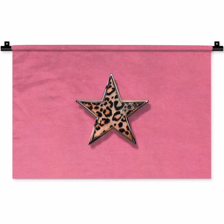 Ster - Luipaard - Print - Roze Wandkleed katoen klein -zz3d