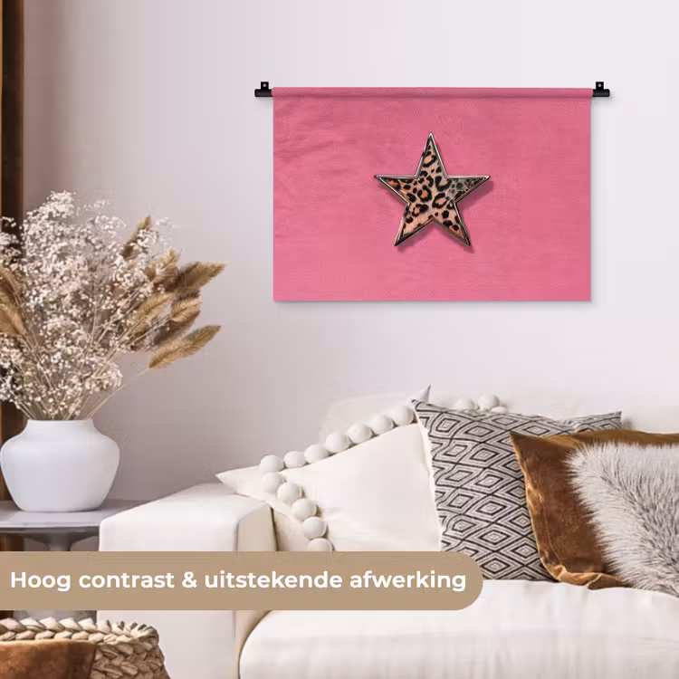 Ster - Luipaard - Print - Roze Wandkleed katoen klein -sfeer1