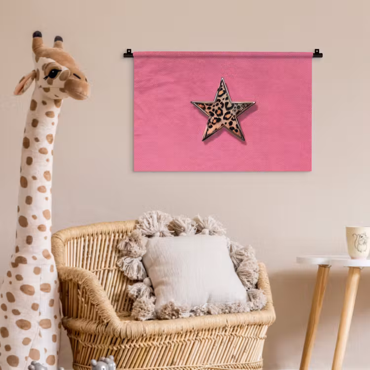 Ster - Luipaard - Print - Roze Wandkleed katoen klein -wsfeer5_kind