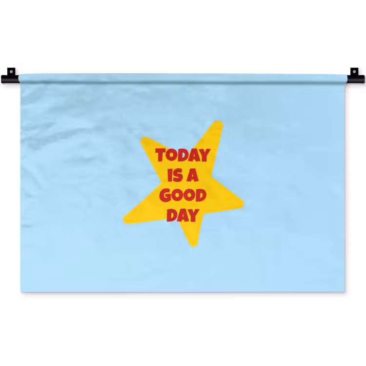 Ster - Today is a good day - Blauw Wandkleed katoen klein -zz3d