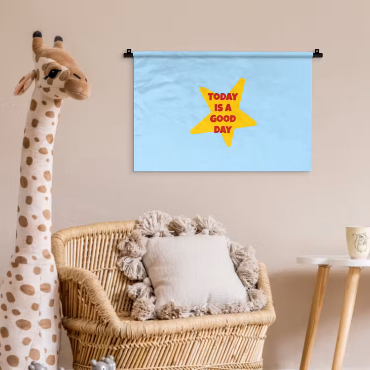 Ster - Today is a good day - Blauw Wandkleed katoen klein -wsfeer5_kind