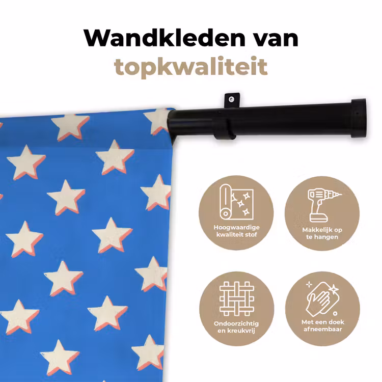 Sterren - Patroon - Blauw Wandkleed katoen klein 269 -sfeer2