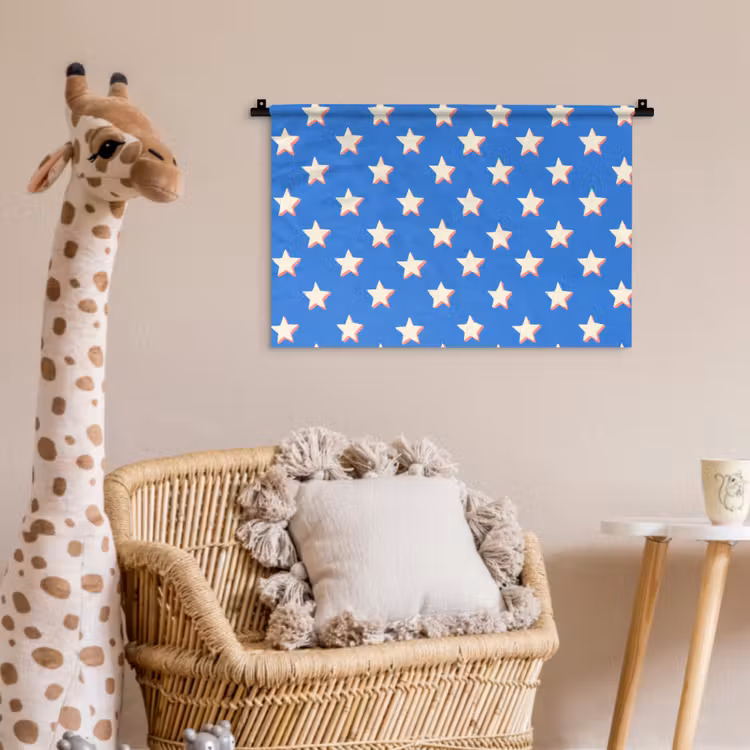 Sterren - Patroon - Blauw Wandkleed katoen klein 269 -wsfeer5_kind