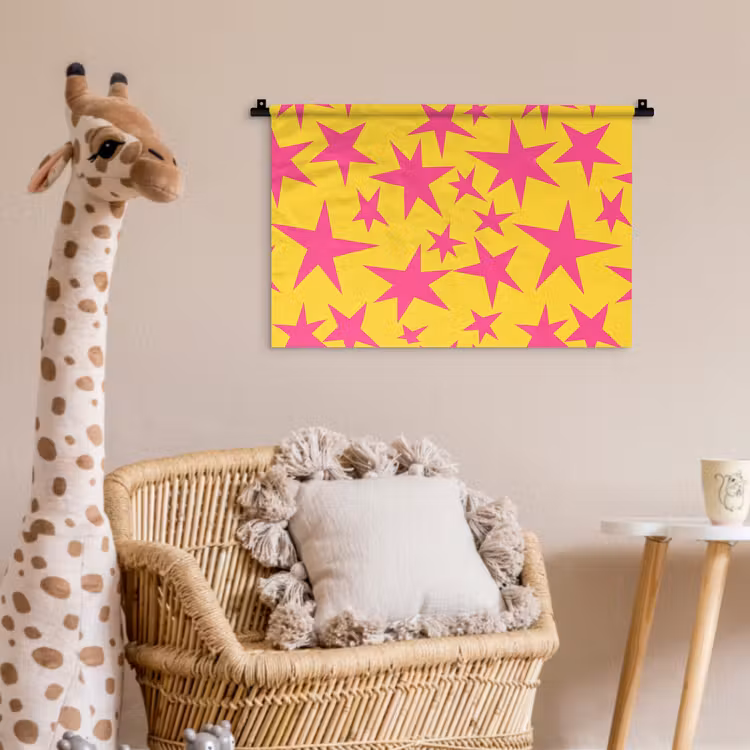 Sterren - Patroon - Roze - Geel Wandkleed katoen klein 269 -wsfeer5_kind