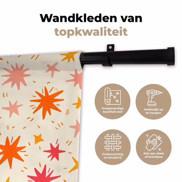 Sterren - Speels - Kleurrijk Wandkleed katoen klein 269 -sfeer2