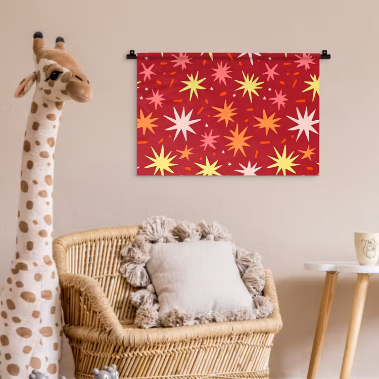 Sterren - Speels - Rood Wandkleed katoen klein 269 -wsfeer5_kind