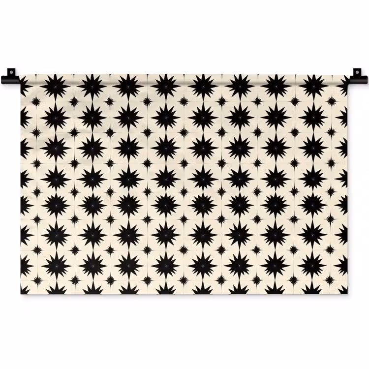 Stervormen - Geometrisch - Zwart Wandkleed katoen klein 269 -zz3d