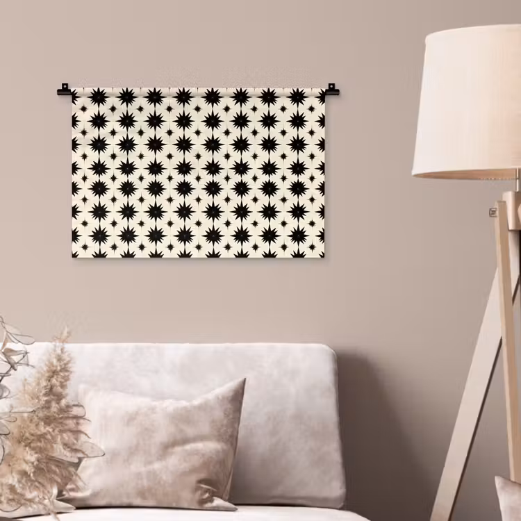 Stervormen - Geometrisch - Zwart Wandkleed katoen klein 269 -sfeer4