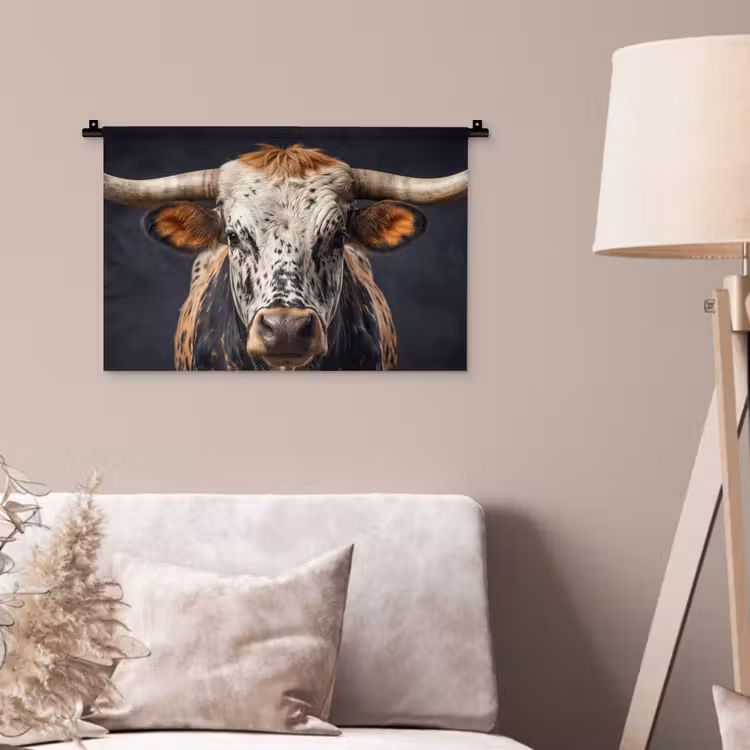 Stier - Kleurrijk - Hoorns Wandkleed katoen klein -sfeer4