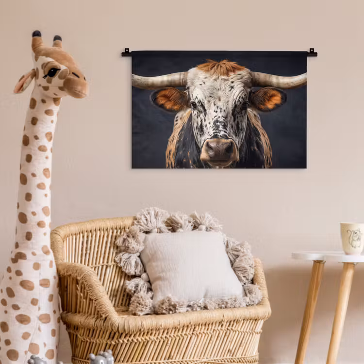 Stier - Kleurrijk - Hoorns Wandkleed katoen klein -wsfeer5_kind
