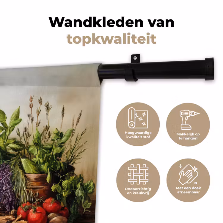 Stilleven - Kruiden - Specerijen - Fruit - Kleurrijk Wandkleed katoen klein -sfeer2
