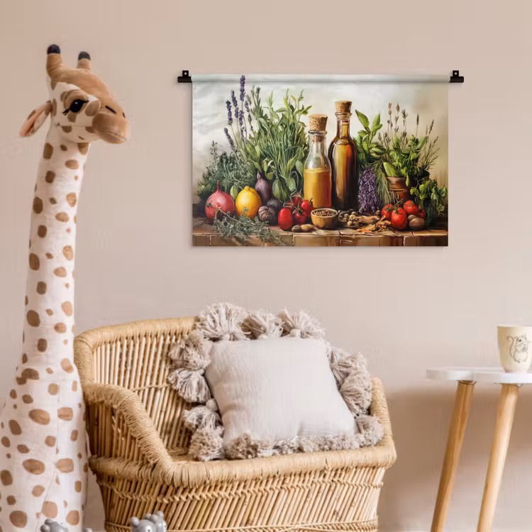 Stilleven - Kruiden - Specerijen - Fruit - Kleurrijk Wandkleed katoen klein -wsfeer5_kind