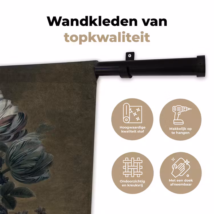 Stilleven met bloemen - Schilderij van Eelke Jelles Eelkema Wandkleed katoen klein -sfeer2