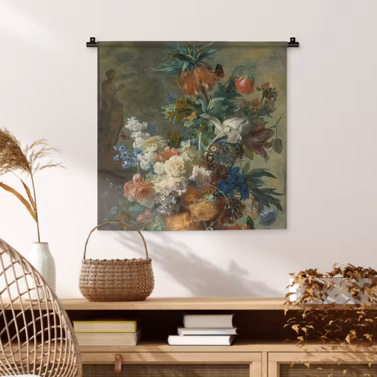 Stilleven met bloemen - Schilderij van Jan van Huysum Wandkleed katoen klein -sfeer5