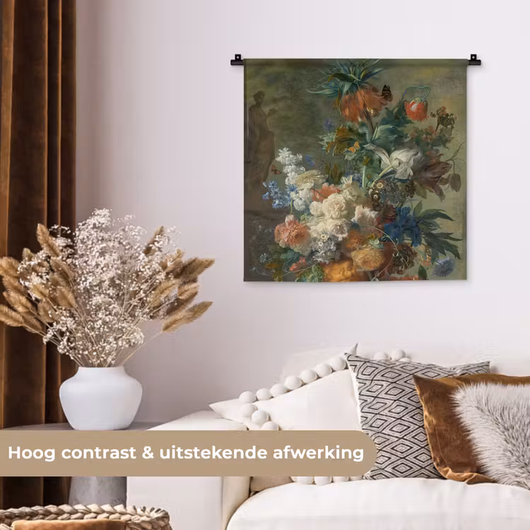 Stilleven met bloemen - Schilderij van Jan van Huysum Wandkleed katoen klein -sfeer1