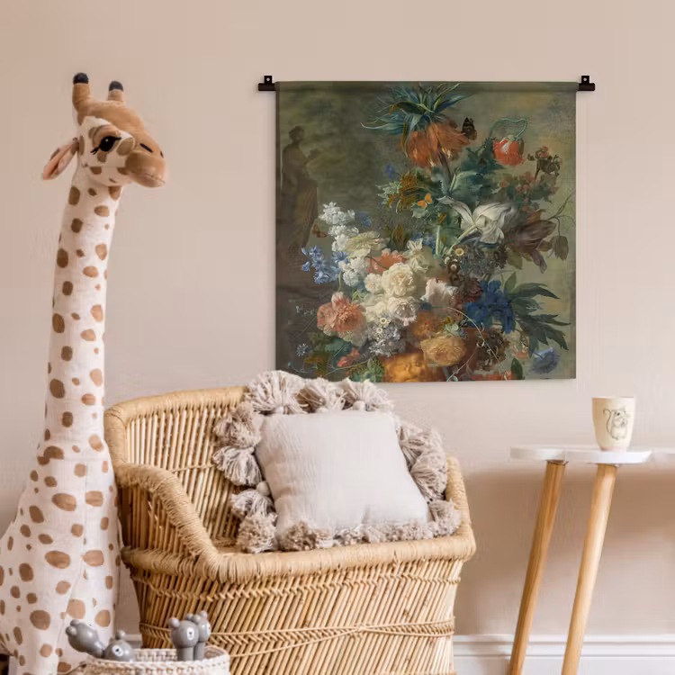 Stilleven met bloemen - Schilderij van Jan van Huysum Wandkleed katoen klein -wsfeer5_kind