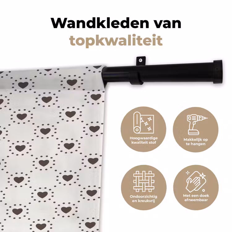 Stippen - Hart - Patroon Wandkleed katoen klein 269 -sfeer2