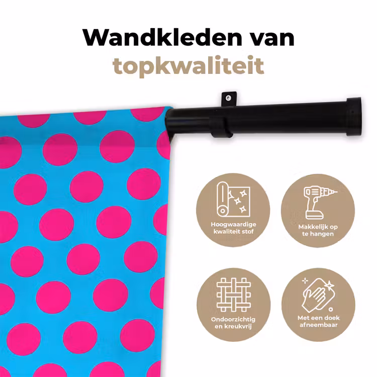 Stippen - Klassiek - Roze Wandkleed katoen klein 269 -sfeer2