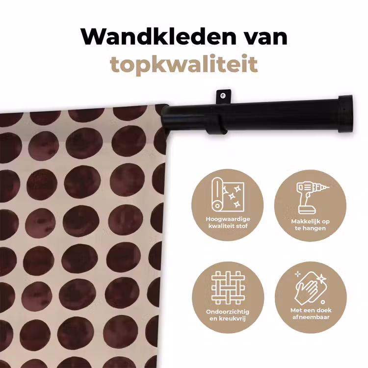 Stippen - Patroon - Bruin Wandkleed katoen klein 269 -sfeer2