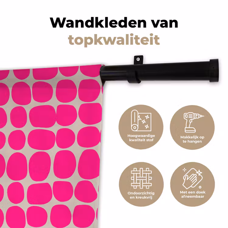 Stippen - Patroon - Roze Wandkleed katoen klein 269 -sfeer2
