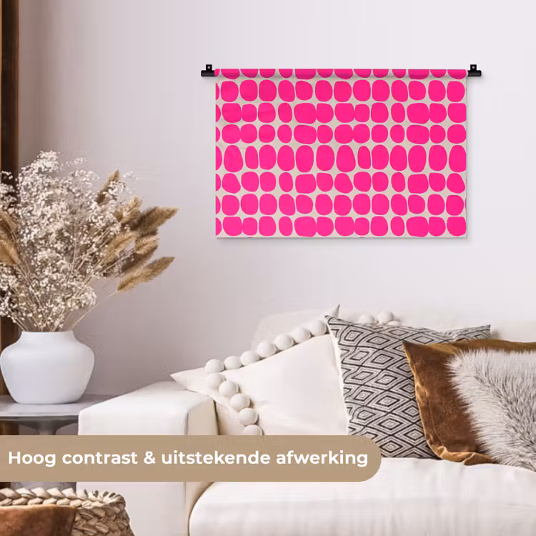 Stippen - Patroon - Roze Wandkleed katoen klein 269 -sfeer1