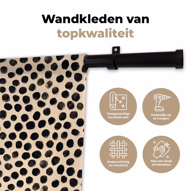 Stippen - Patroon - Zwart Wandkleed katoen klein 269 -sfeer2
