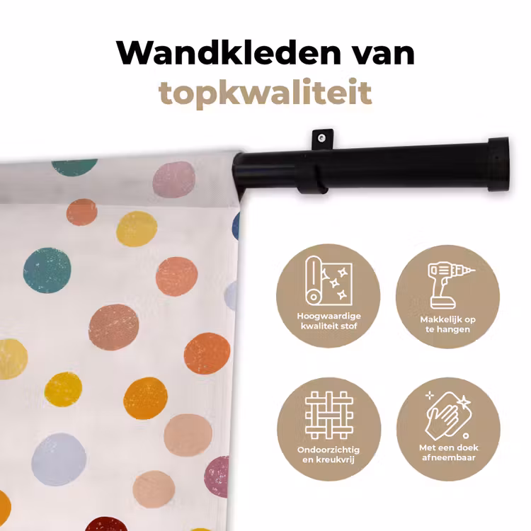 Stippen - Subtiel - Kleurrijk Wandkleed katoen klein 269 -sfeer2