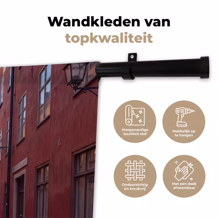 Straat - Klokkentoren - Stad - Architectuur - Historisch Wandkleed katoen klein -sfeer2