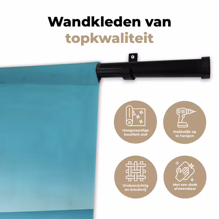 Strand - Blauwe lucht - Geel - Parasol Wandkleed katoen klein -sfeer2